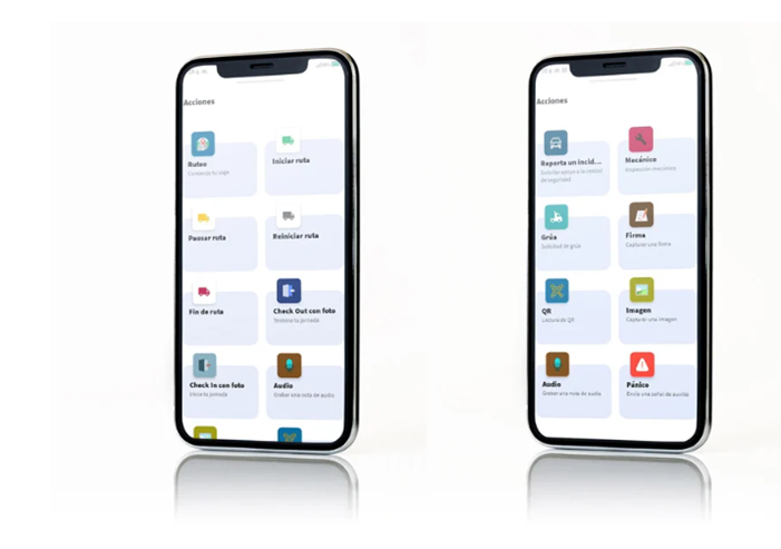 Menú de acciones personalizable: rutas, check-in, pánico y más