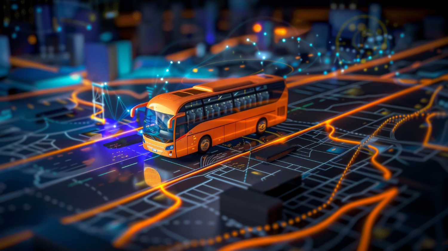 Autobús conectado a una red de monitoreo y rutas